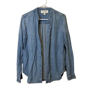 Cloth & Stone Anthropologie Denim Chambray Band Collar Button Down Shirt Women M